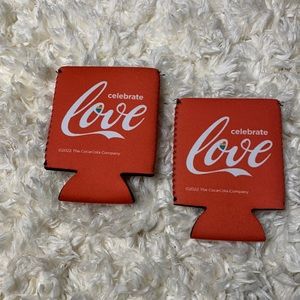 Coca Cola Celebrate Love Red Can Cooler Set